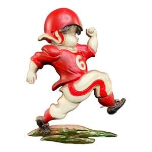 Vintage 1970 Sexton Metal Wall Plaque Football Player Running Red White Uniform‎